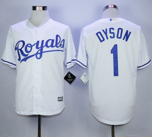 Royals #1 Jarrod Dyson White New Cool Base Stitched MLB Jersey - Click Image to Close